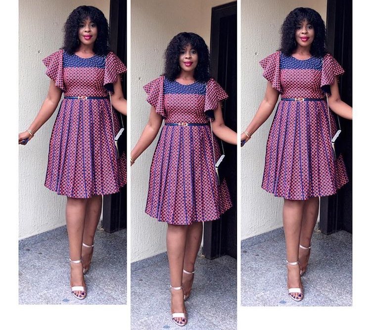 ankara plain and pattern short gown